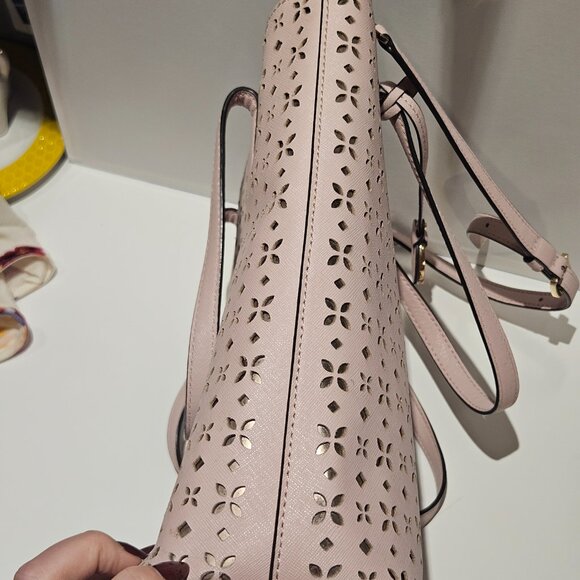 Michael Kors Hayley Purse Top Zip Pink & Gold Tote Bag Crossbody EUC $300 MSRP - Picture 13 of 15